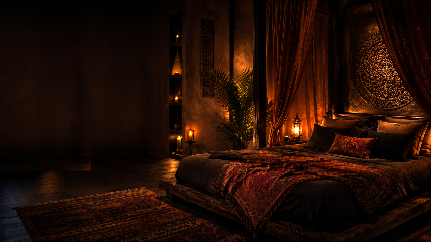 Warm candlelit interior of The Tantra Temple UK